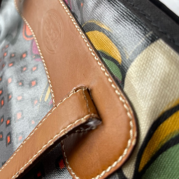 Fossil Handbag Floral Nature Design Coated Canvas Leather Tote Shoulder Bag - Picture 9 of 11